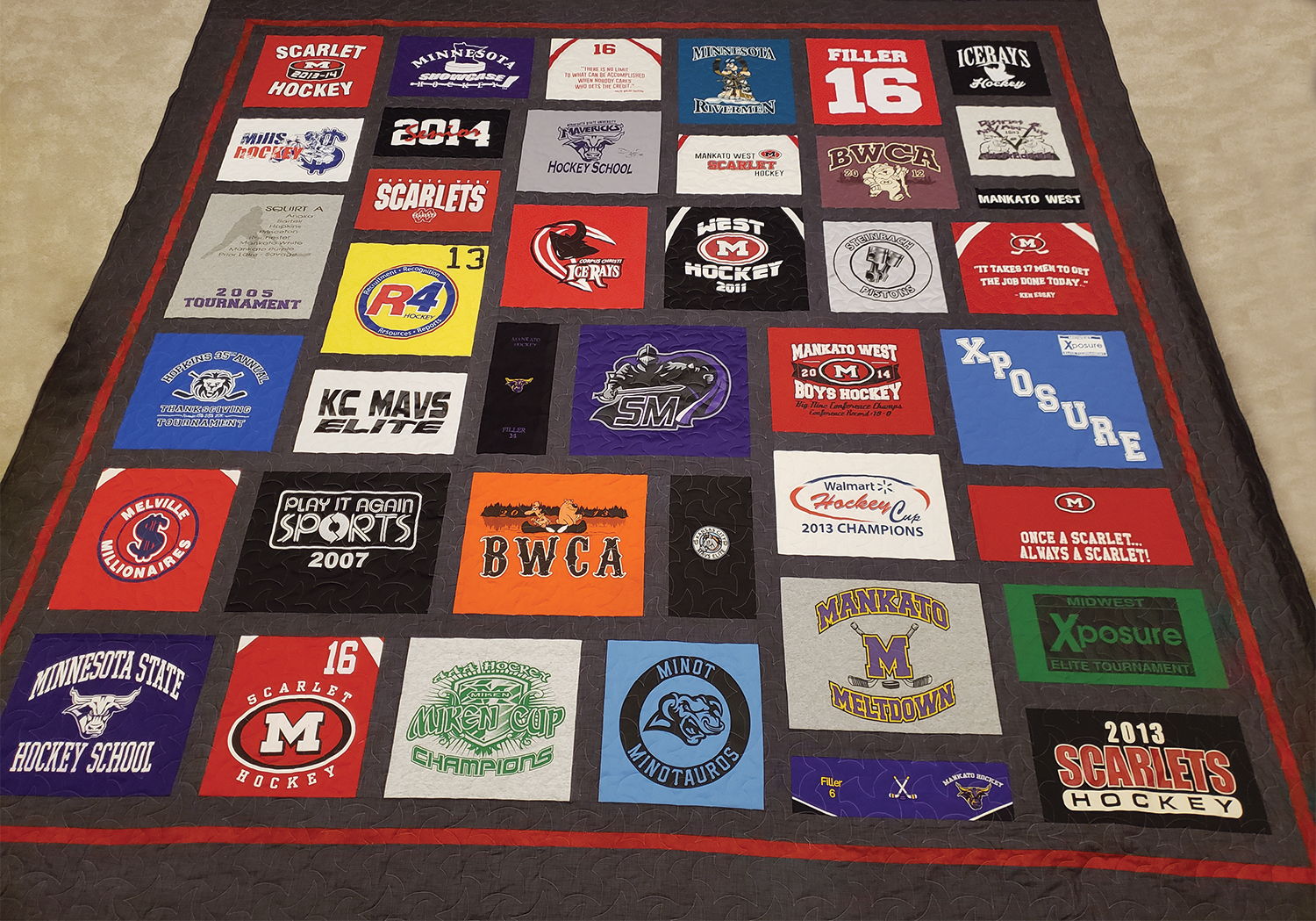 T-Shirt Quilt Made from Mankato and Minnesota Shirts